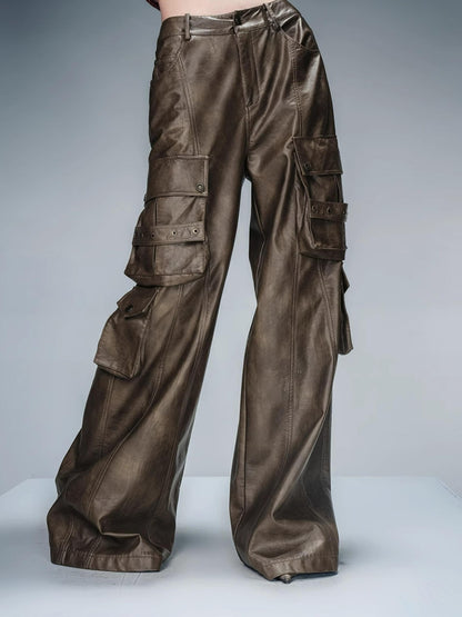 NN NORTH NODE Wild Ambition Wide Leg Leather Trousers