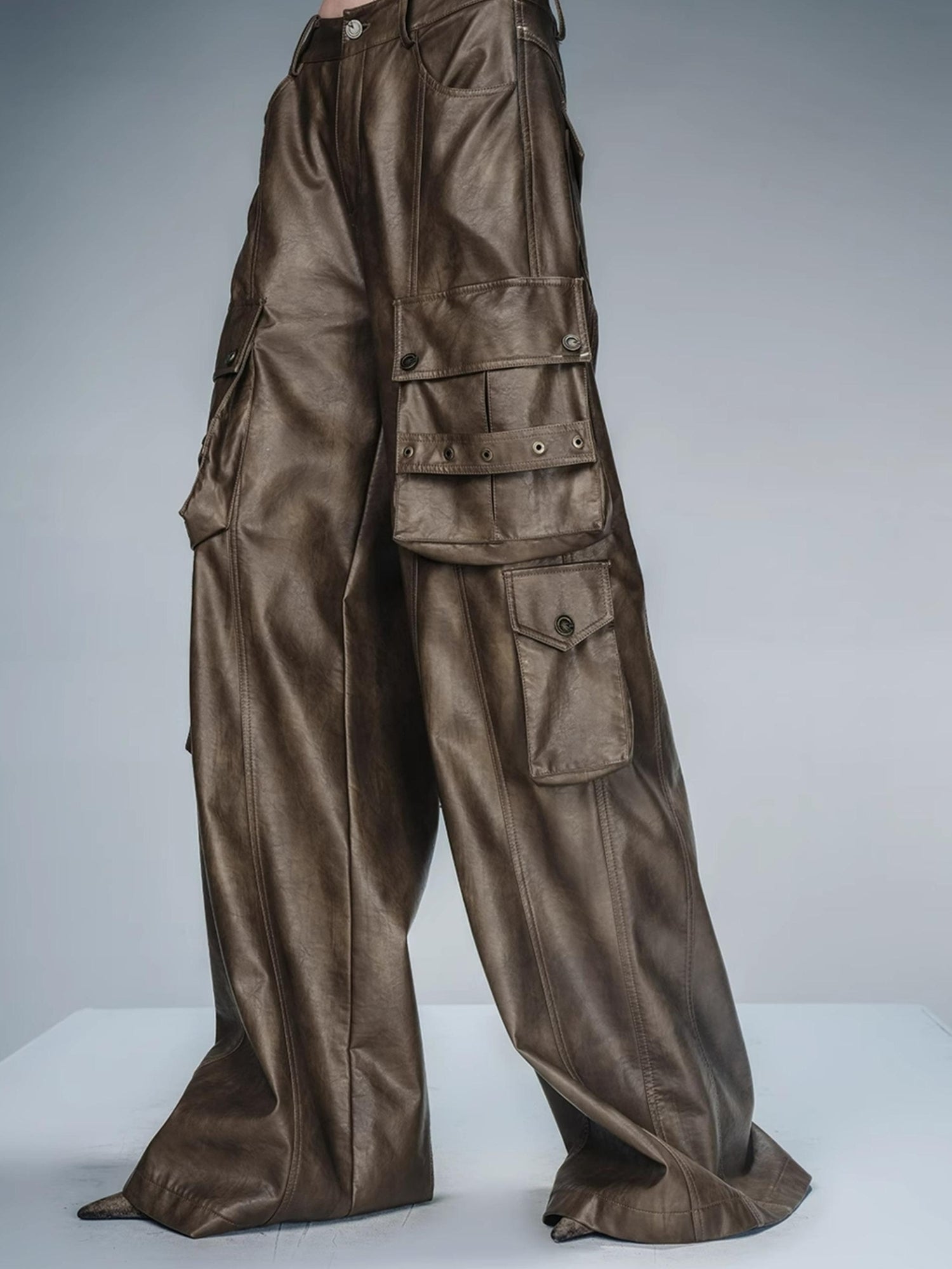NN NORTH NODE Wild Ambition Wide Leg Leather Trousers