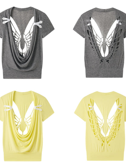 NONAME SPACE Cutout Wing Skin Friendly Scoop Neck Women&