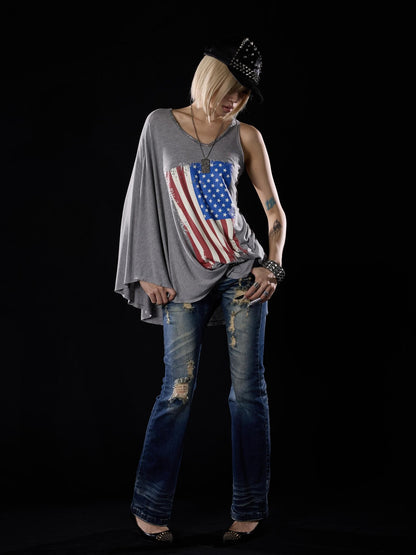 NONAME SPACE Distressed Cross Studded Mid Rise Stretch Women&