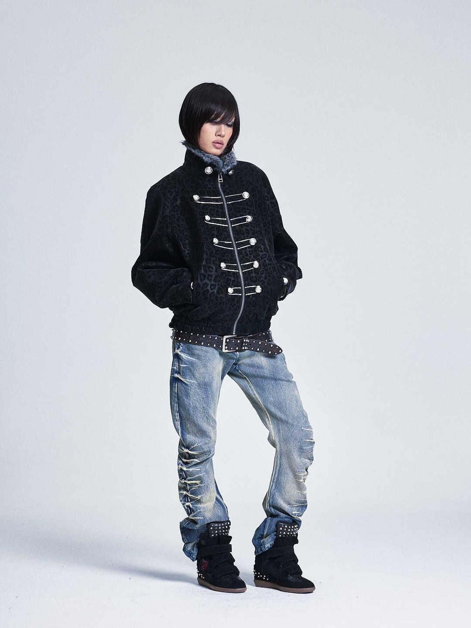 NONAME SPACE Distressed Heavywork Stacked Curved Women&