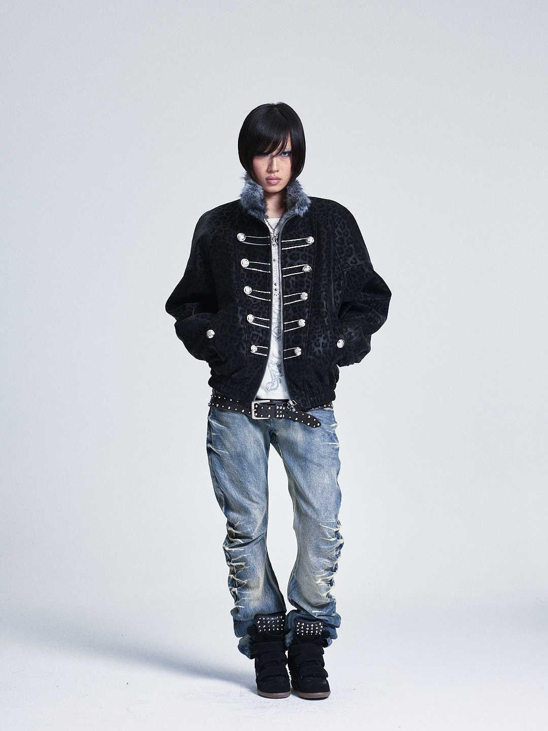 NONAME SPACE Distressed Heavywork Stacked Curved Women&