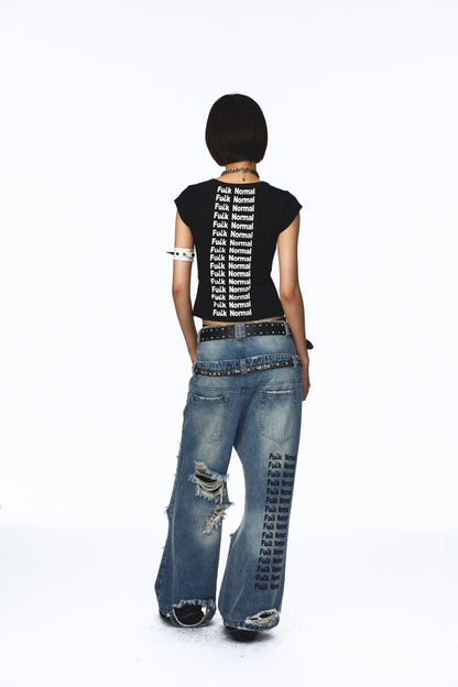 NONAME_SPACE_Distressed_Vintage_Washed_Double_Waistband_Women&