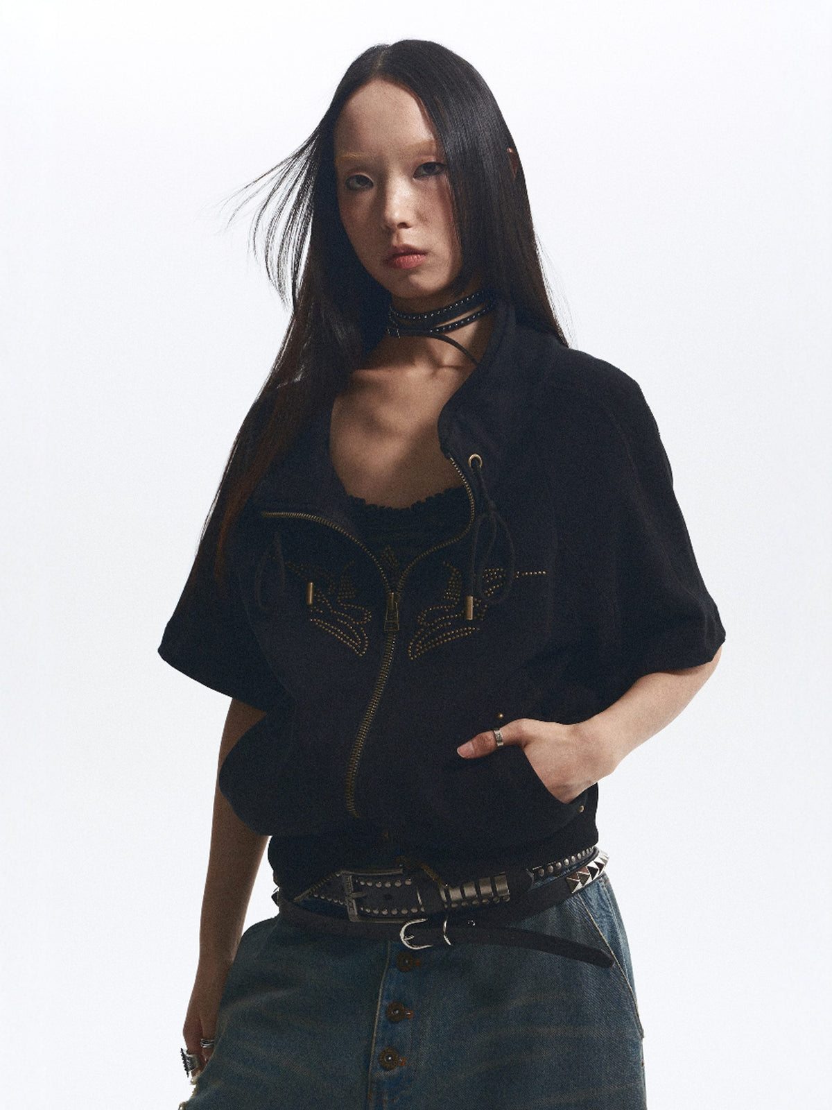 NONAME_SPACE_Embroidered_Cross_Print_Short_Sleeve_Women&