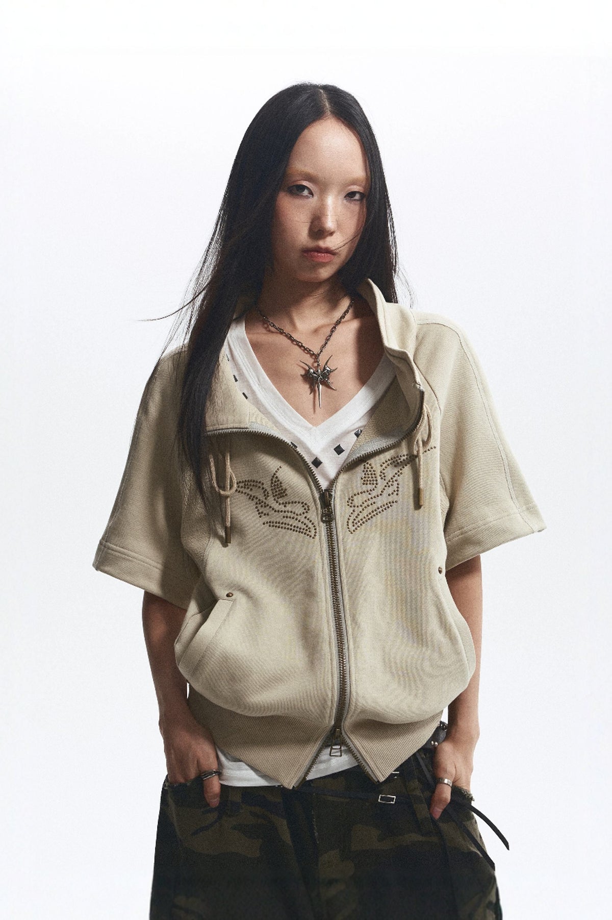 NONAME_SPACE_Embroidered_Cross_Print_Short_Sleeve_Women&