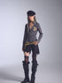 NONAME SPACE Gold Foil Stripe Low Neck Lapel Slim Fit Women&