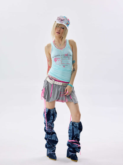 NONAME_SPACE_Ice_Blue_Three_Tone_Stretch_Knit_Mesh_Print_Y_Strap_Women&