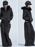 NONAME SPACE Leopard Padded Shoulder Fox Fur Collar Hooded Women&