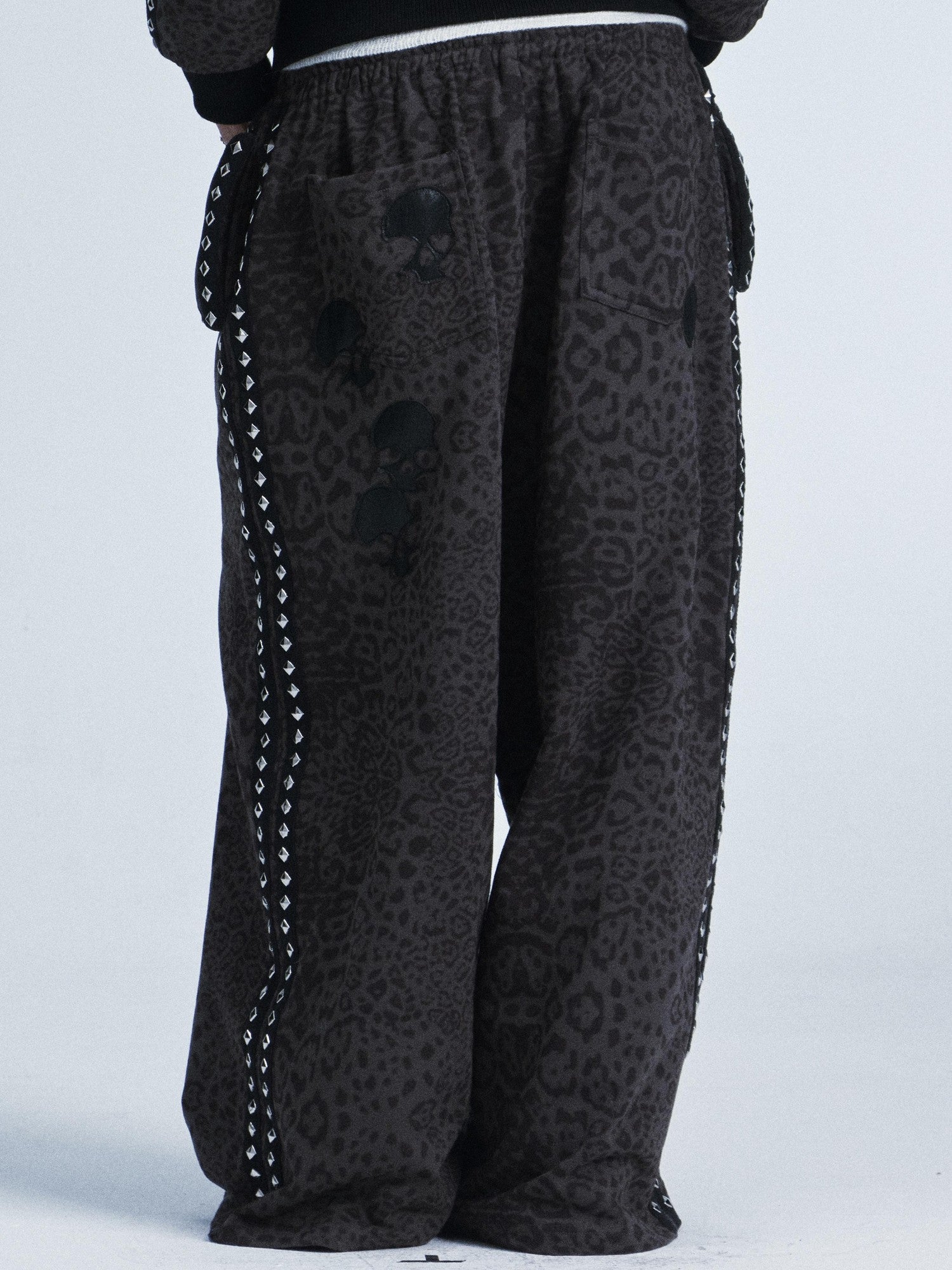 NONAME SPACE Leopard Padded Shoulder Fox Fur Collar Hooded Women&