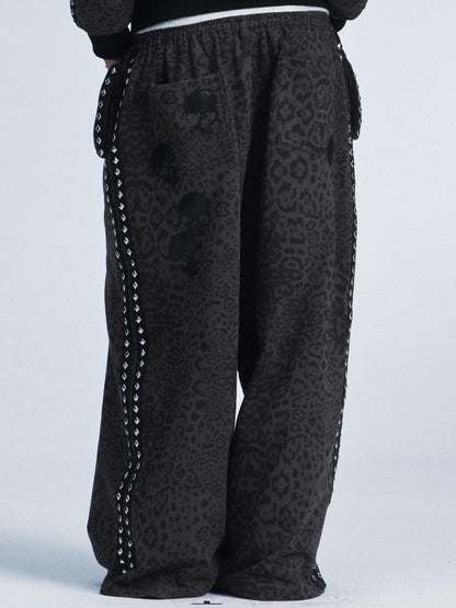 NONAME SPACE Leopard Padded Shoulder Fox Fur Collar Hooded Women&