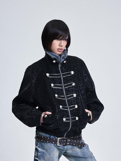 NONAME SPACE Leopard Print Drop Shoulder Palace Punk Women&