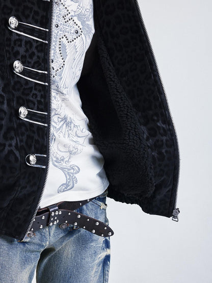 NONAME SPACE Leopard Print Drop Shoulder Palace Punk Women&