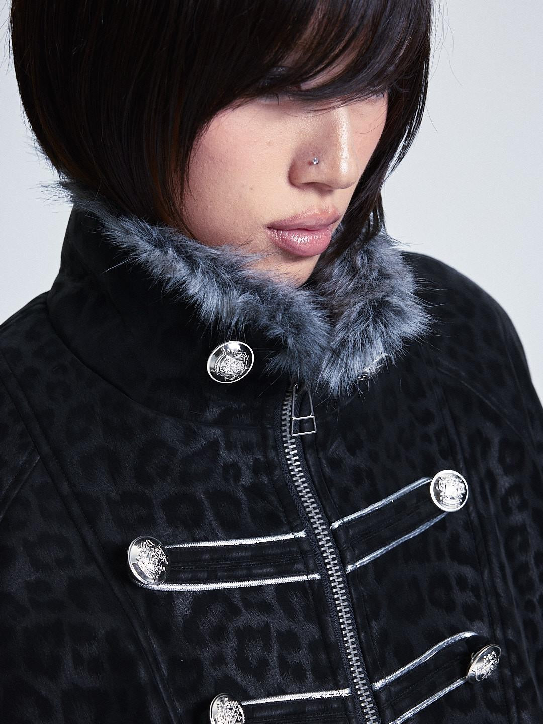 NONAME SPACE Leopard Print Drop Shoulder Palace Punk Women&