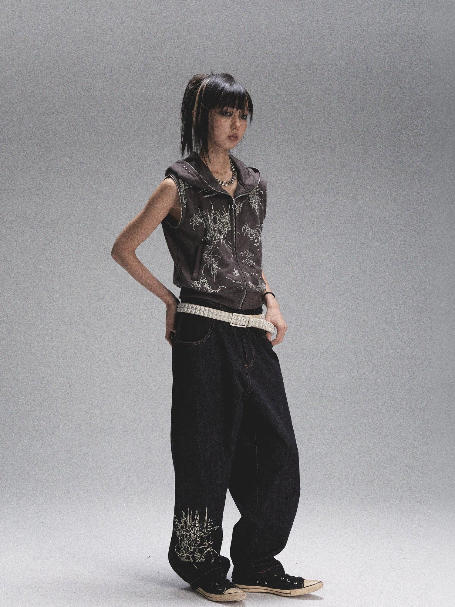 NONAME SPACE Natural Color Print Durable Relaxed Straight Women&