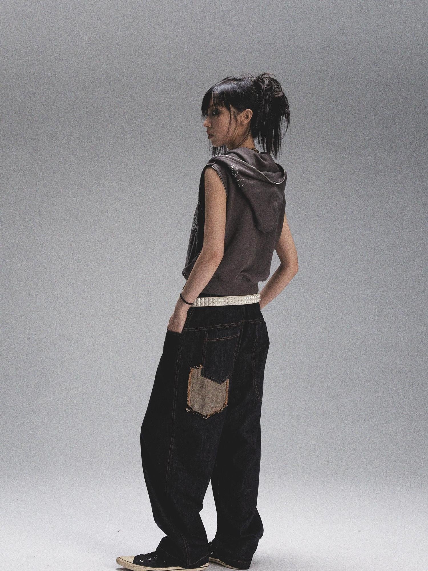 NONAME SPACE Natural Color Print Durable Relaxed Straight Women&