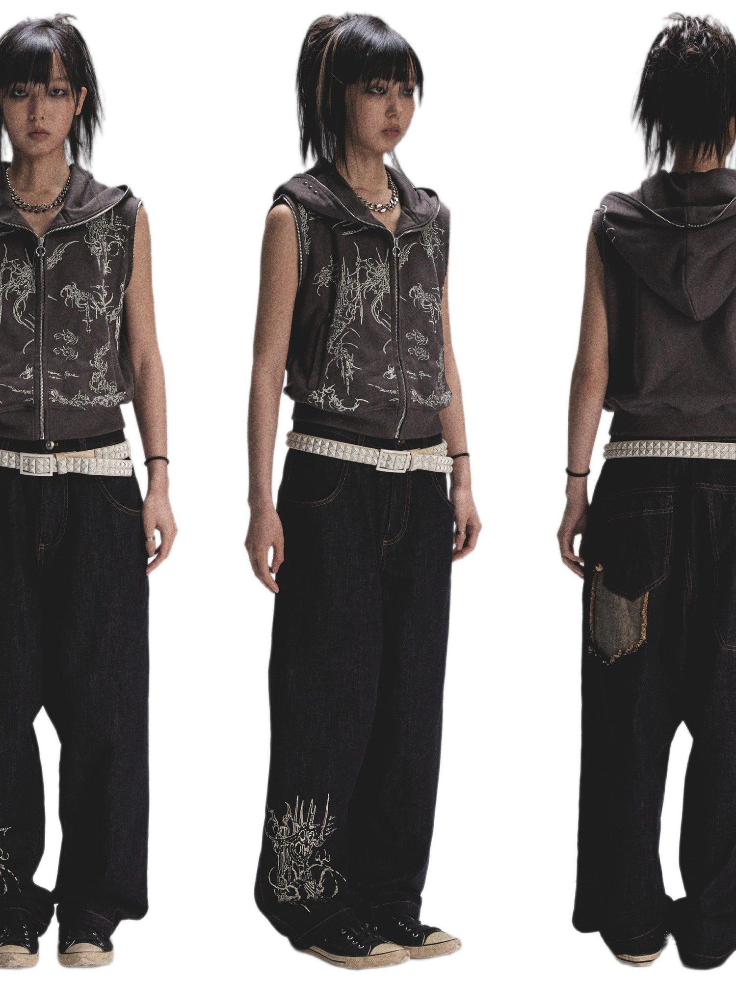 NONAME SPACE Natural Color Print Durable Relaxed Straight Women&