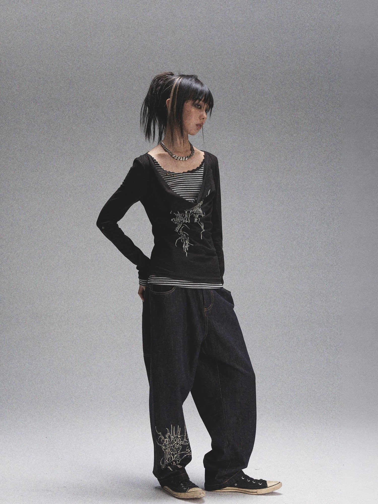NONAME SPACE Natural Color Print Durable Relaxed Straight Women&