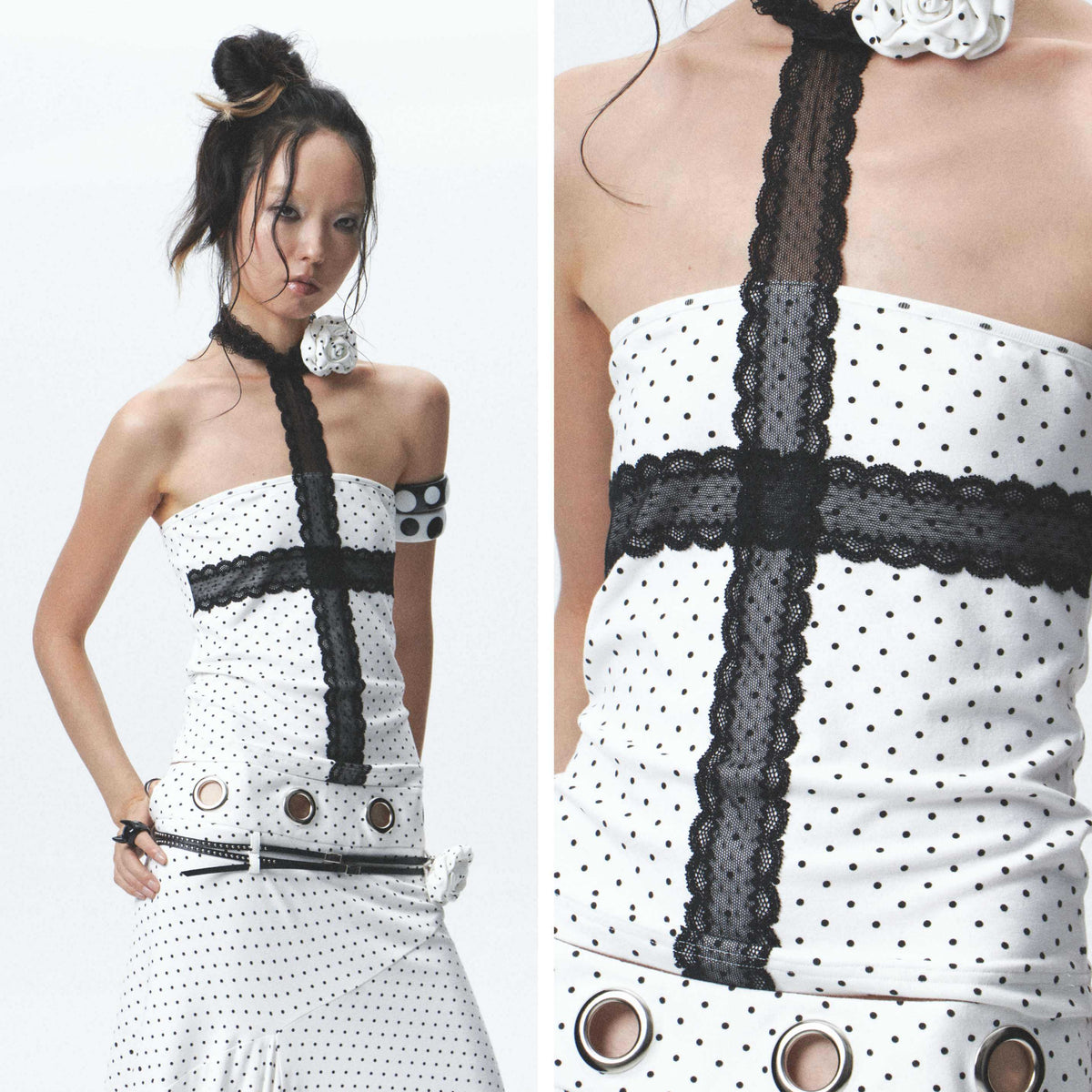 NONAME_SPACE_Polka_Dot_Halter_Sleeveless_High_Waist_Mermaid_Women&