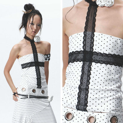 NONAME_SPACE_Polka_Dot_Halter_Sleeveless_High_Waist_Mermaid_Women&