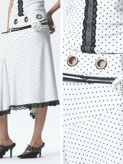NONAME SPACE Polka Dot Halter Sleeveless High Waist Mermaid Women&