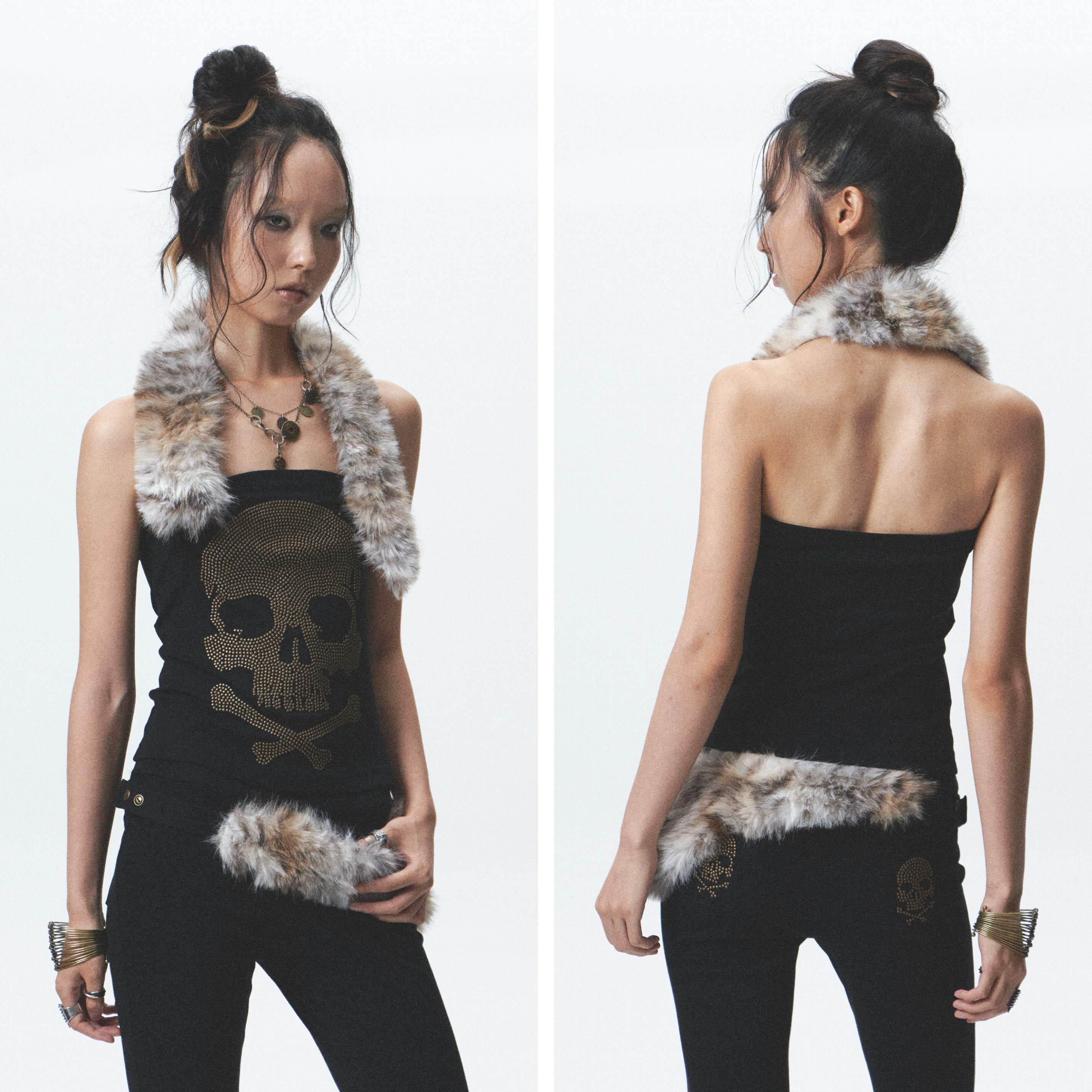 NONAME_SPACE_Rhinestone_Detachable_Two_Tone_Plush_Splice_Women&
