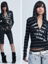 NONAME SPACE Rivet Print Hooded Thumbhole Women&