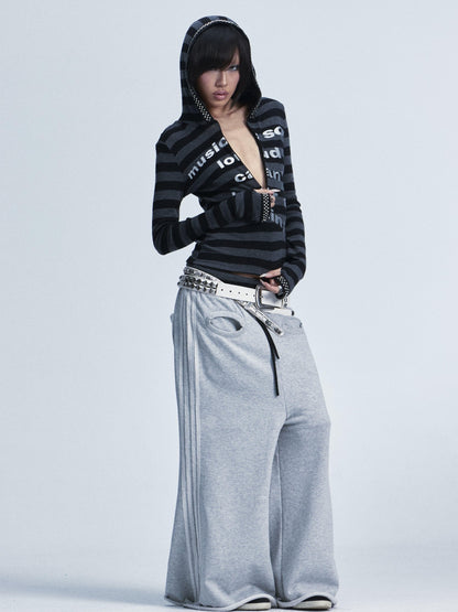 NONAME SPACE Rivet Print Hooded Thumbhole Women&