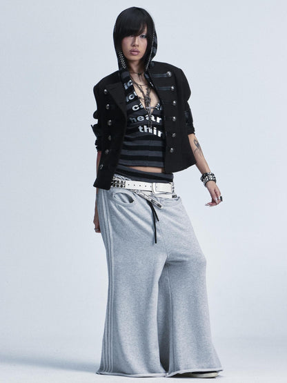 NONAME SPACE Rivet Print Hooded Thumbhole Women&