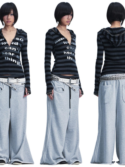 NONAME SPACE Rivet Print Hooded Thumbhole Women&