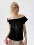 NONAME_SPACE_Ruched_Rhinestone_Wing_Cutout_One_Shoulder_Women&