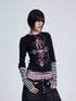 NONAME_SPACE_Striped_Patchwork_Cross_Print_Faux_Layer_Women&