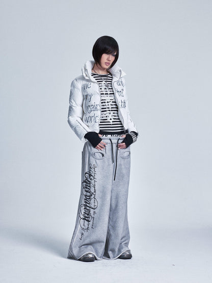 NONAME SPACE Striped Patchwork Cross Print Faux Layer Women&