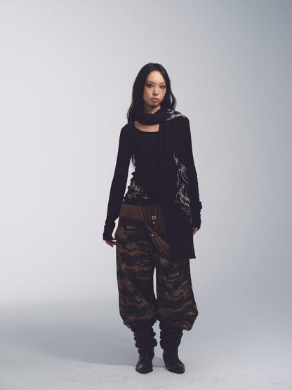 NONAME SPACE Tricolor Printed Slim Fit Lightweight Knit Women&