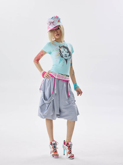 NONAME SPACE Tricolor Rhinestone Detachable Hem Women&