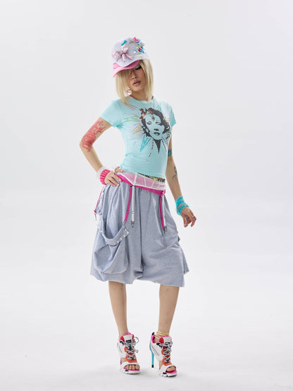 NONAME SPACE Tricolor Rhinestone Detachable Hem Women&