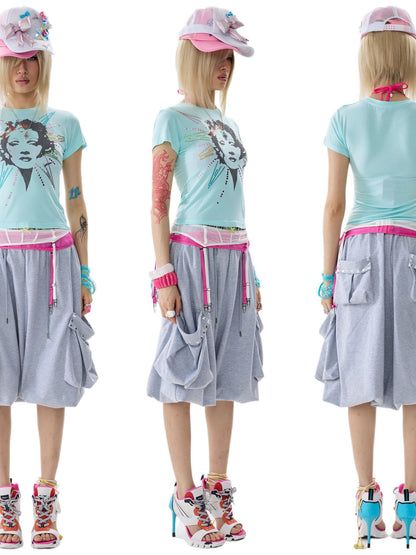 NONAME SPACE Tricolor Rhinestone Detachable Hem Women&