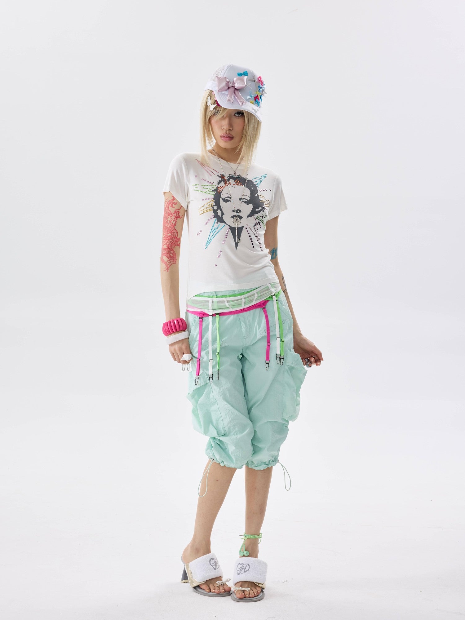 NONAME SPACE Tricolor Rhinestone Detachable Hem Women&