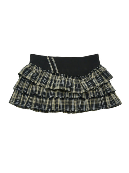 NONAME SPACE Two Tone Black Grey Plaid Frayed Hem Convertible Women&