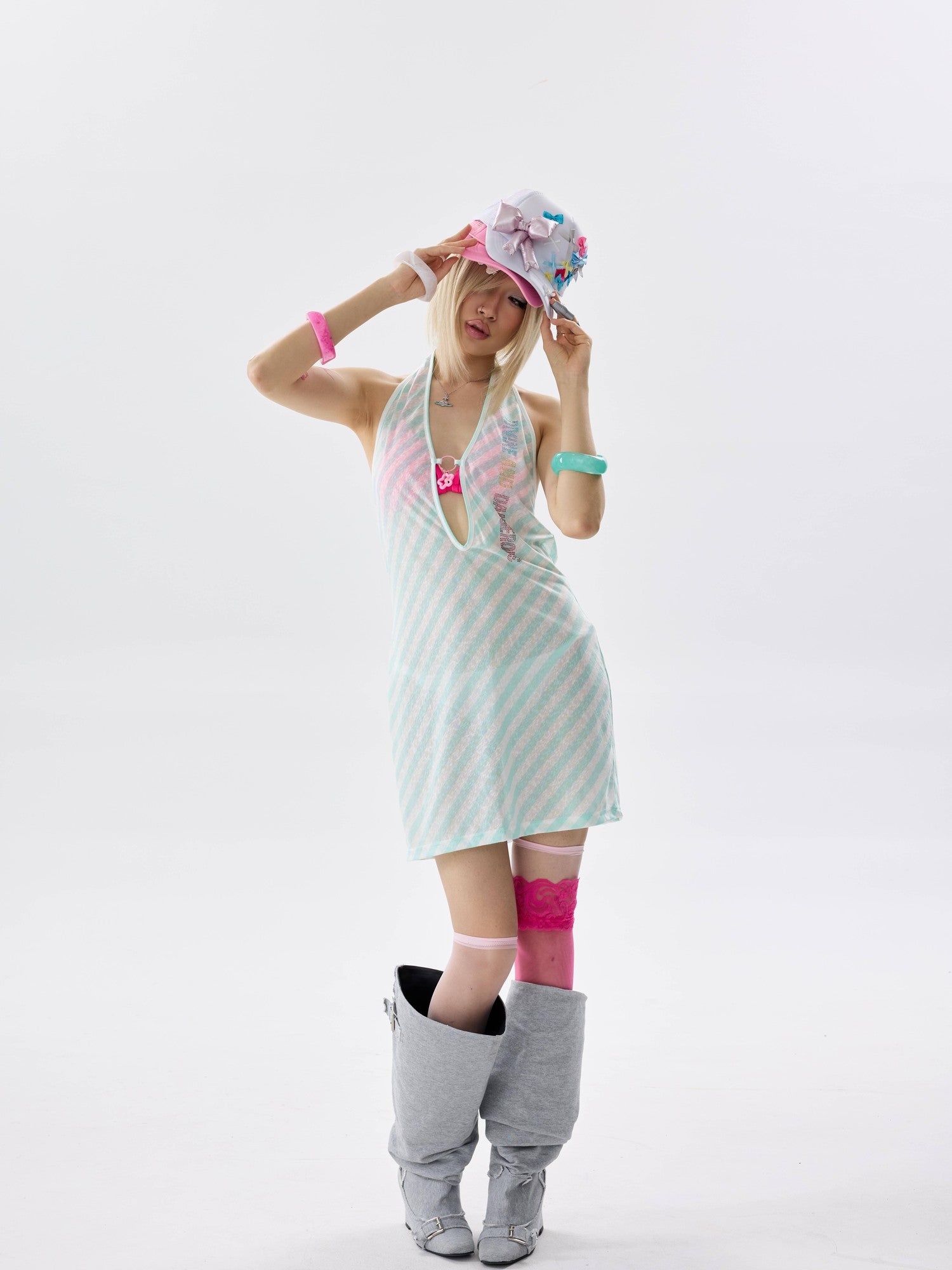 NONAME SPACE Two Tone Mesh Adjustable Snapback Women&