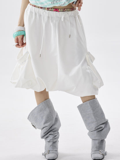 NONAME SPACE Two Tone Plaid Patch Studded Low Rise Drawcord Women&