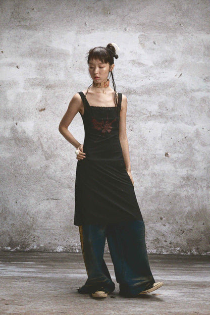 NONAME_SPACE_Two_Tone_Sheer_Printed_Lace_Strappy_Open_Back_Women&