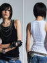 NONAME SPACE Two Tone Slimming Stretch Ribbed Beaded Metal Chain Print Women&