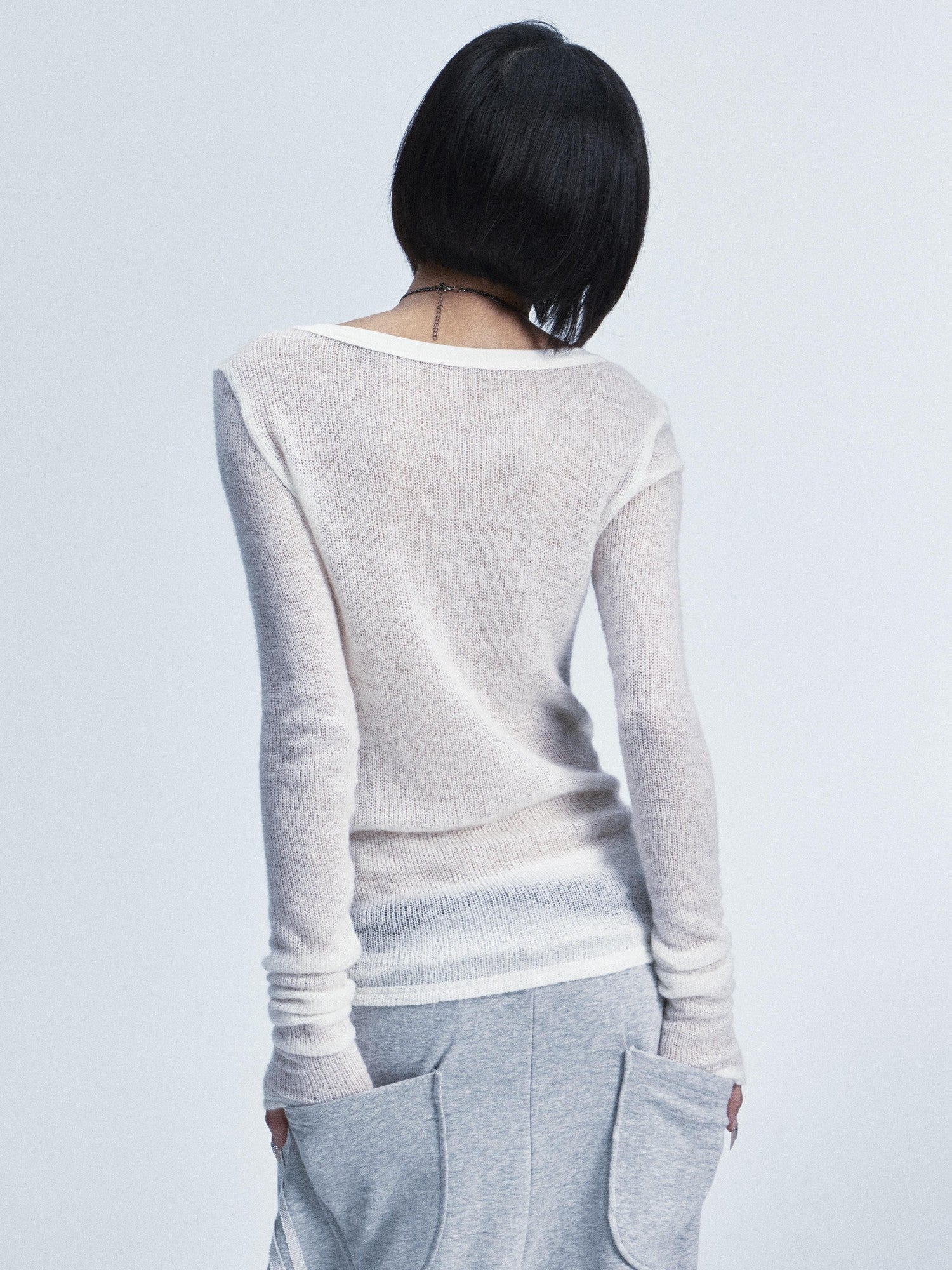 NONAME SPACE Two Tone Spliced Studded Cross Print Women&