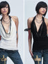 NONAME SPACE Two Tone Stretch Slim Scoop Neck Women&