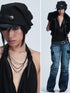 NONAME SPACE Vintage Knitted Leather Patch Soft Brim Shapeable Women&