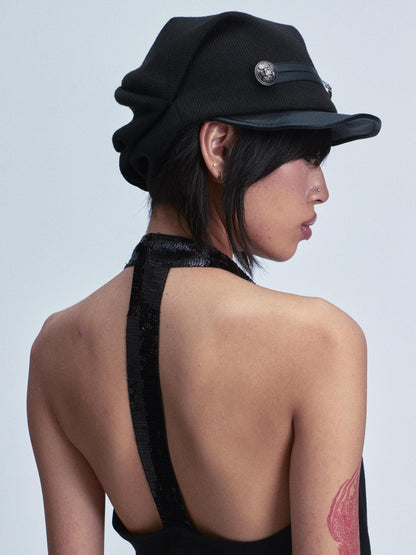 NONAME SPACE Vintage Knitted Leather Patch Soft Brim Shapeable Women&