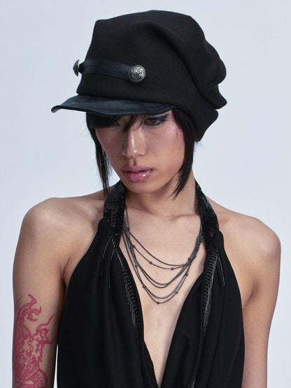 NONAME SPACE Vintage Knitted Leather Patch Soft Brim Shapeable Women&