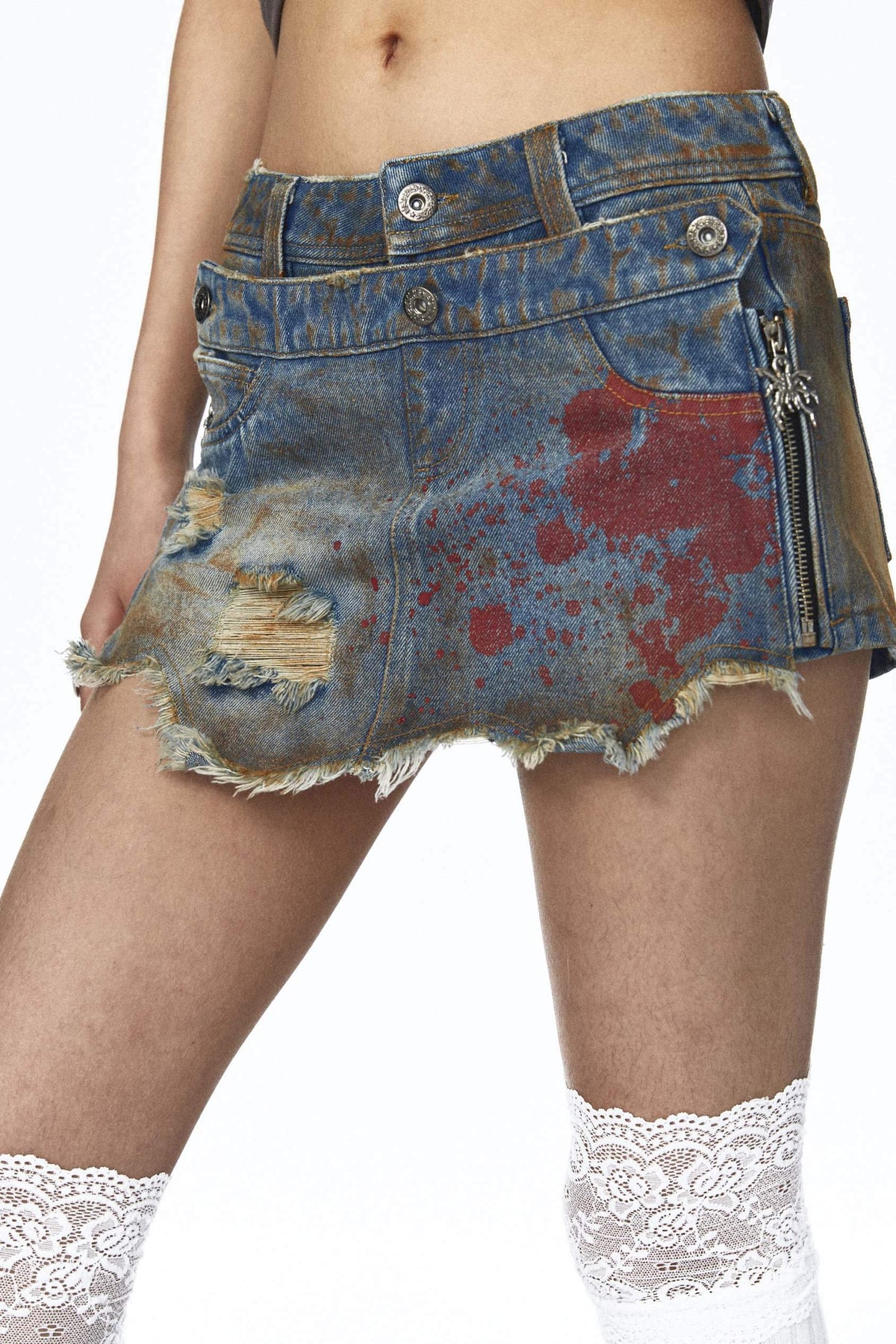 NONAME_SPACE_Washed_Distressed_Frayed_Raw_Hem_Detachable_Women&