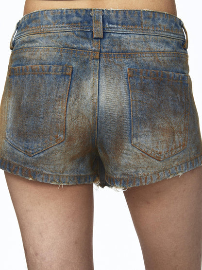 NONAME SPACE Washed Distressed Frayed Raw Hem Detachable Women&