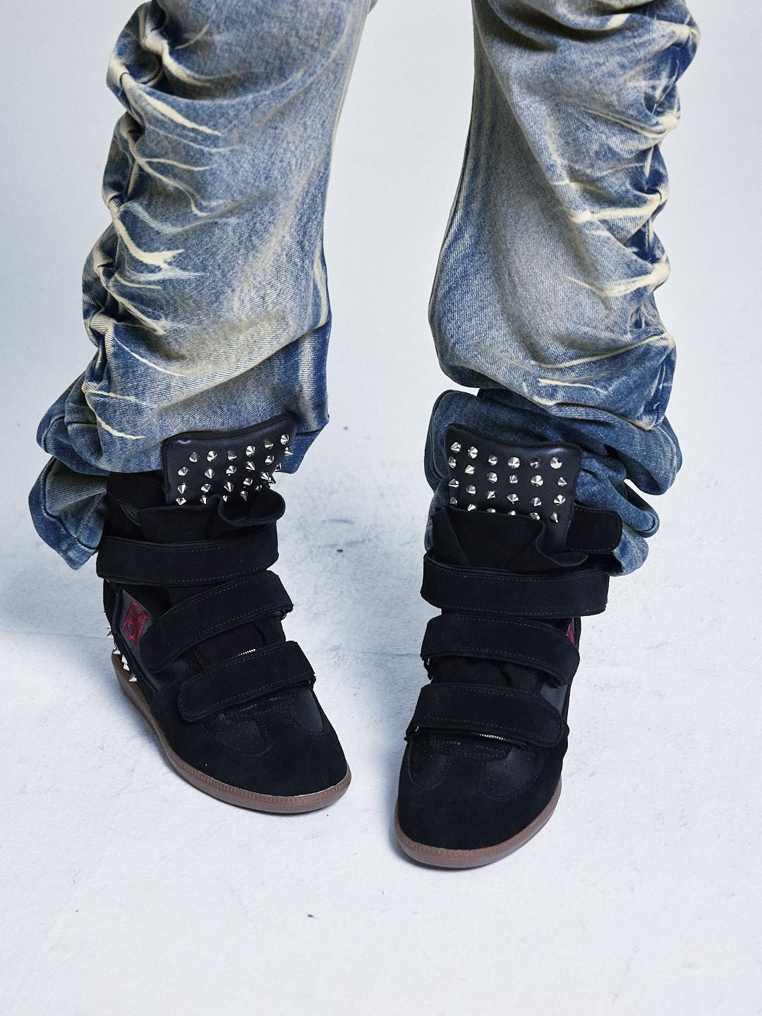 NONAME SPACE Wedge Studded Embroidered Patchwork Punk Women&